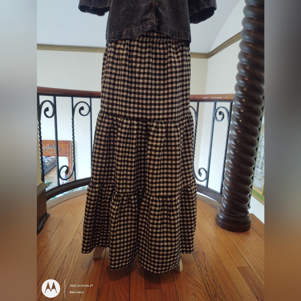 Topshop Monochrome Checkered Skirt
